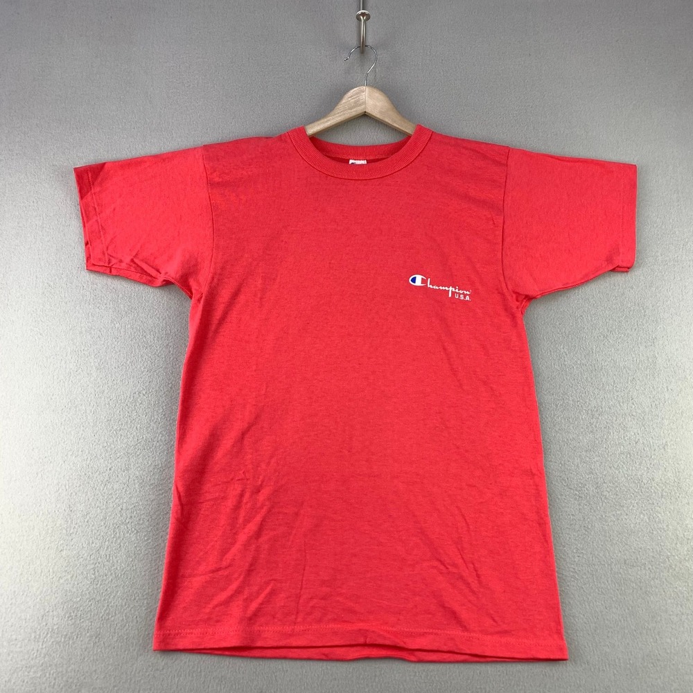 Vintage Deadstock Champion T-Shirt Mens Medium Pink Single Stitch USA Made 90s